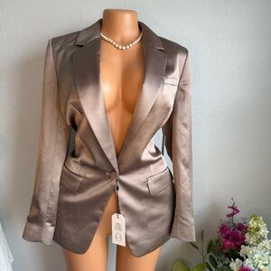 Express Women's Satin One Button Cinched Boyfriend Blazer